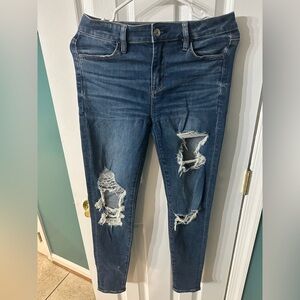American Eagle Outfitters Ripped Blue Skinny Jeans